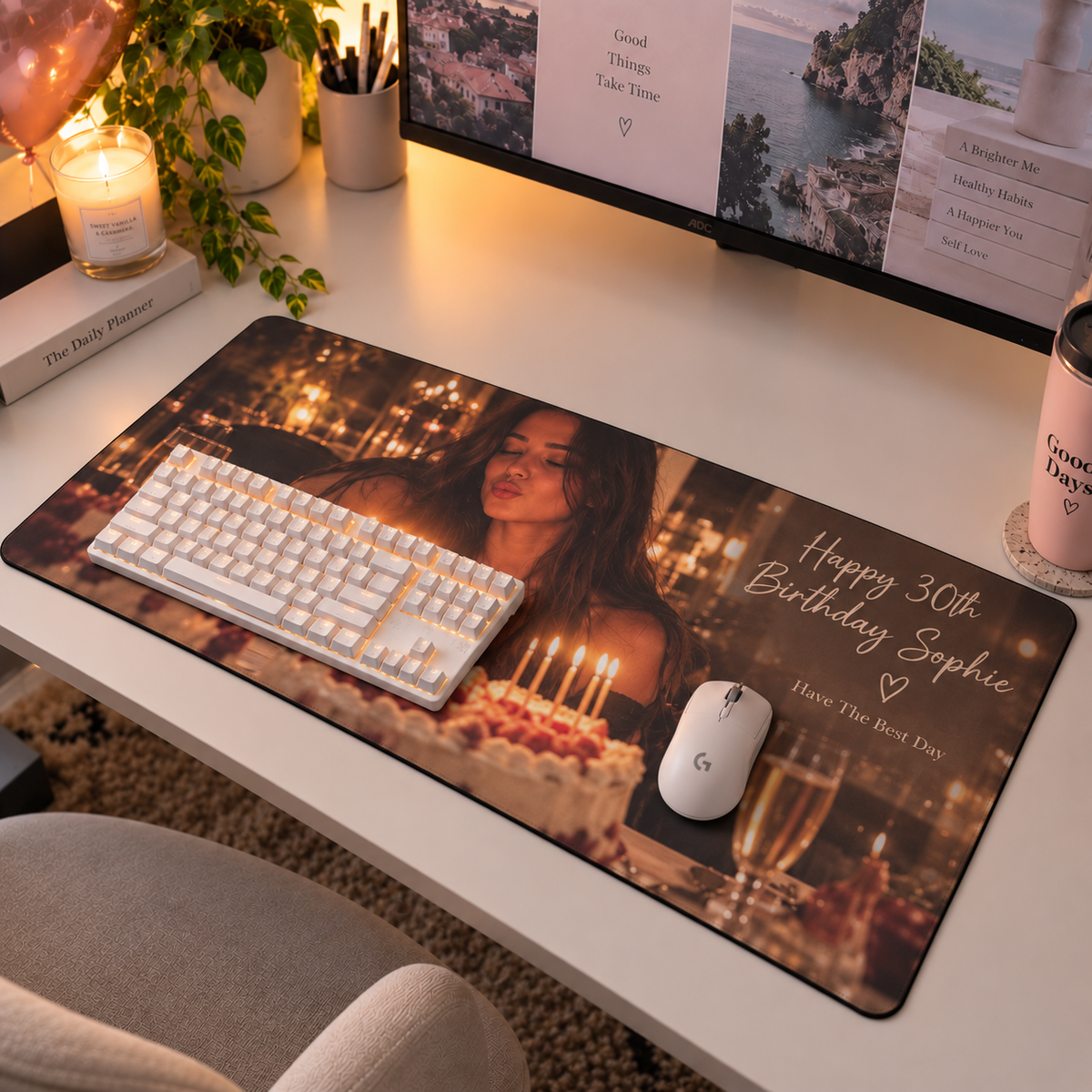 Personalised Birthday Photo Gaming Mat – Custom Photo & Message Design