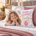 Personalised Birthday Photo Pillowcase  - Custom Birthday Design With Photos, Name & Message