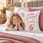 Personalised Birthday Photo Pillowcase  - Custom Birthday Design With Photos, Name & Message