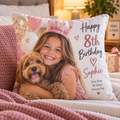 Personalised Birthday Photo Cushion - Custom Birthday Cushion With Photos, Name & Message