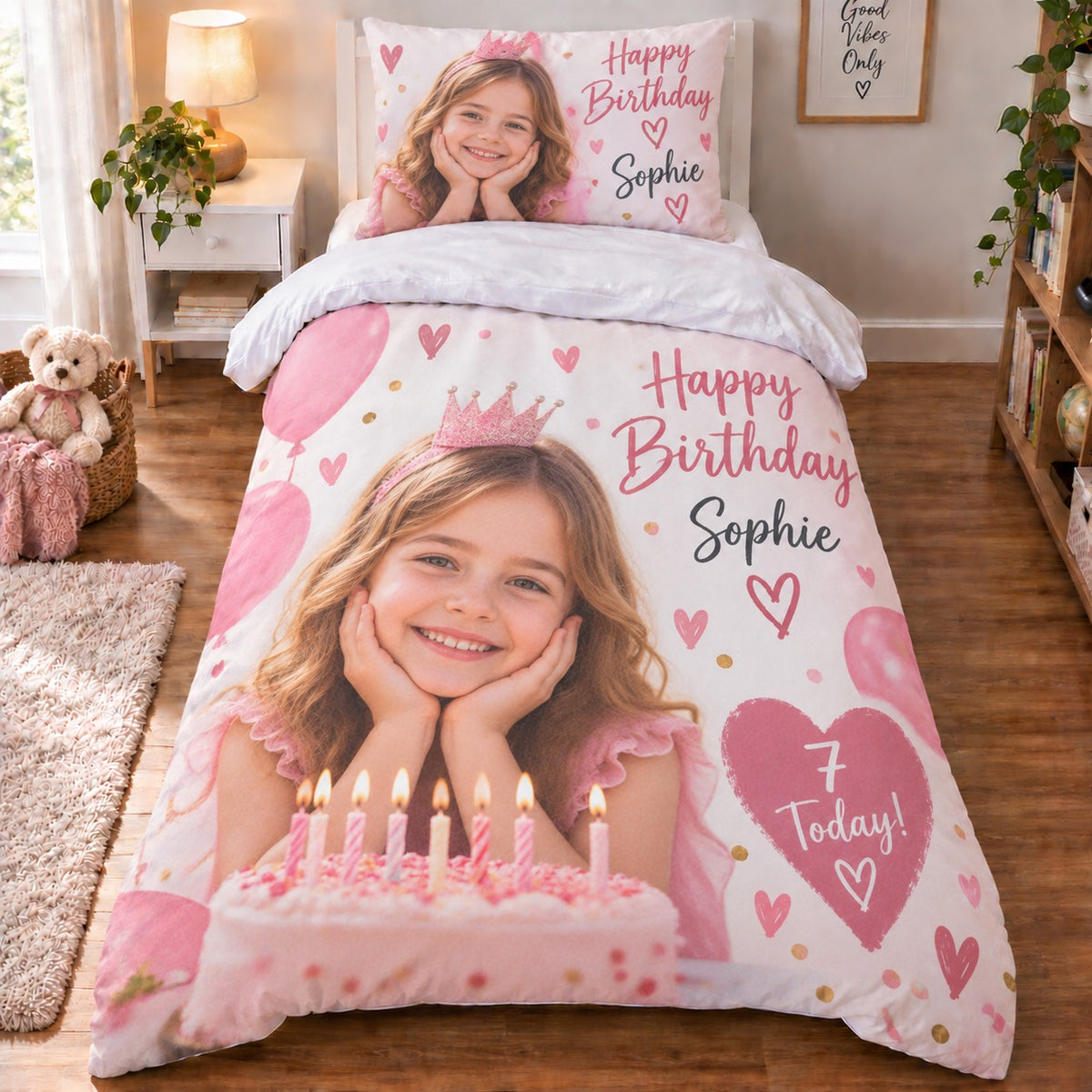 Personalised Birthday Photo Duvet Cover  - Custom Birthday Design With Photos, Name & Message