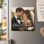 Personalised Wedding Photo Magnet – Upload Your Own Photo, Name and Date | Custom Fridge Magnet