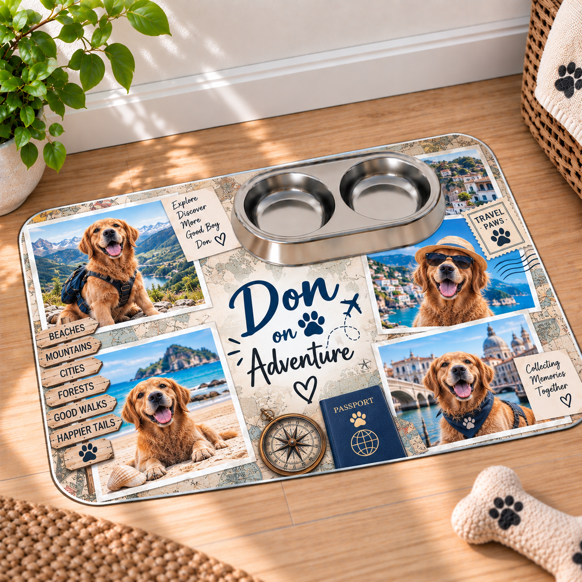 Personalised Pet  Travel 4 Photos With Message, Date and Name Make-Up Bag – Upload Your Own Pet Photo and Message | Custom Photo Cosmetic Bag