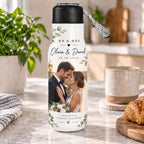 Personalised Wedding Photo Travel Bottle – Upload Your Own Photo, Name and Date | Custom Photo Water Bottle