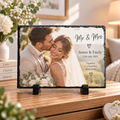 Personalised Wedding Photo Slate – Upload Your Own Photo, Name and Date | Custom Picture Slate Stand
