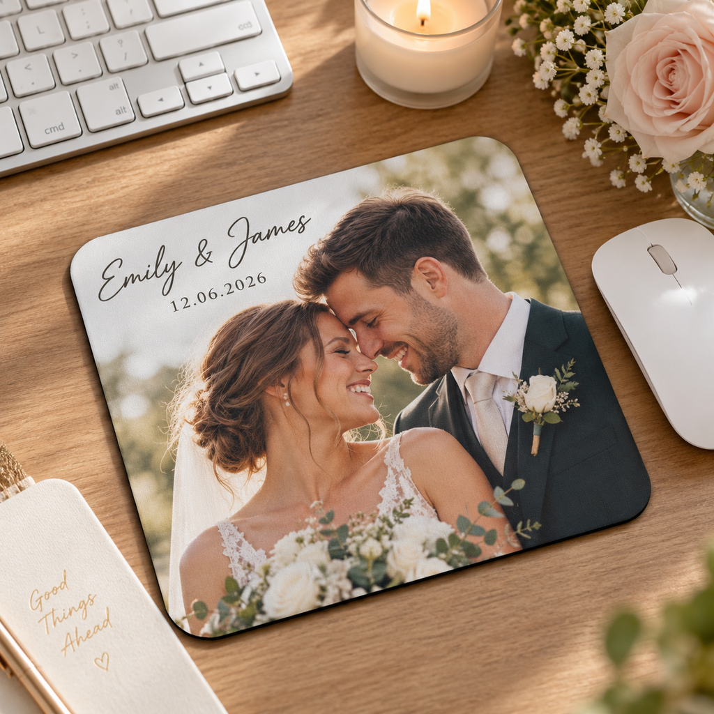 Personalised Wedding Photo Magnet – Upload Your Own Photo, Name and Date | Custom Fridge Magnet