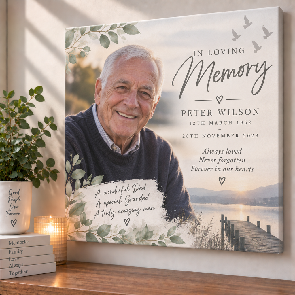Personalised Memorial Photo Canvas - In Loving Memory Canvas With Photo, Name & Dates