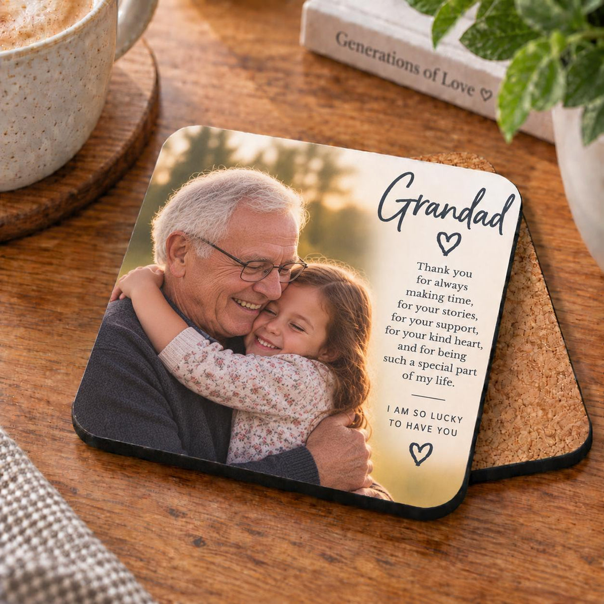 Personalised Memorial Photo Coaster – Upload Your Own Photo, Name and Dates | Custom Picture Coaster