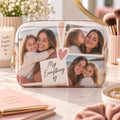 Personalised Mum 3 Photos Collage With Message Make-Up Bag – Upload Your Own Photos and Message | Custom Photo Cosmetic Bag