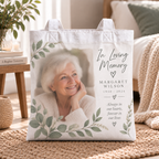 Personalised Memorial Photo Tote Bag – Upload Your Own Photo, Name and Dates | Custom Photo Shopping Bag