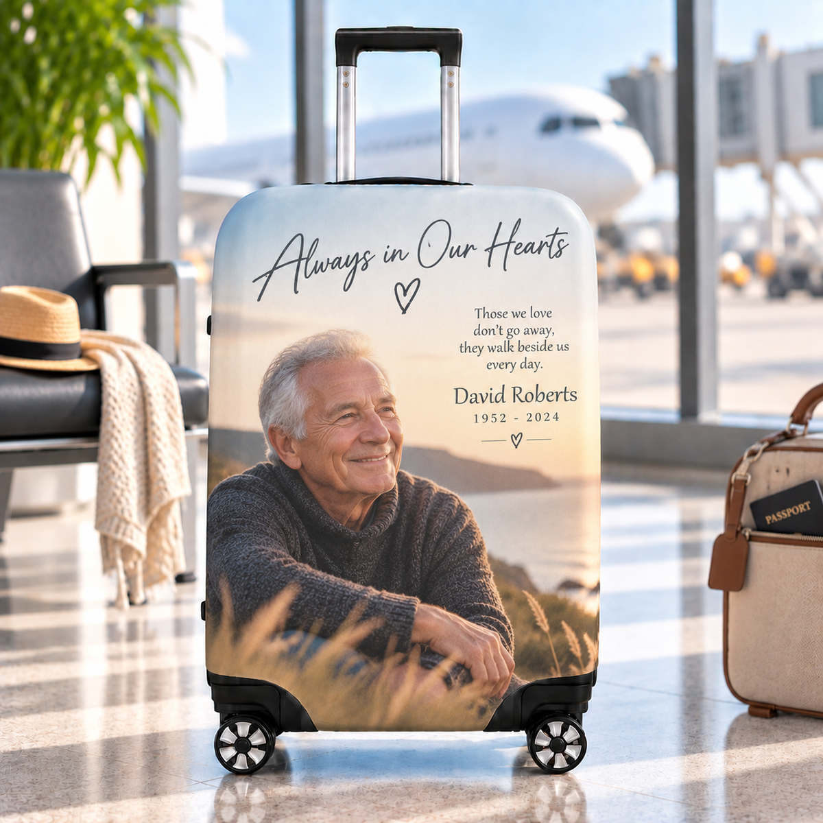 Personalised Memorial Photo Luggage Cover - In Loving Memory Custom Luggage Cover With Photo, Name & Dates