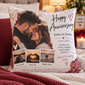 Personalised Anniversary 4 Photo Cushion - Custom Couples Cushion With Photos, Names & Date