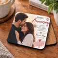 Personalised Anniversary Photo Coaster – Upload Your Own Photos, Names and Date | Custom Picture Coaster