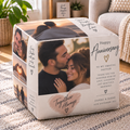 Personalised Anniversary 5 Photos Pouffe  - Custom Couples Design With Photos, Names & Date