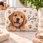 Personalised Pet Photo With Name Make-Up Bag – Upload Your Own Pet Photo and Name | Custom Photo Cosmetic Bag