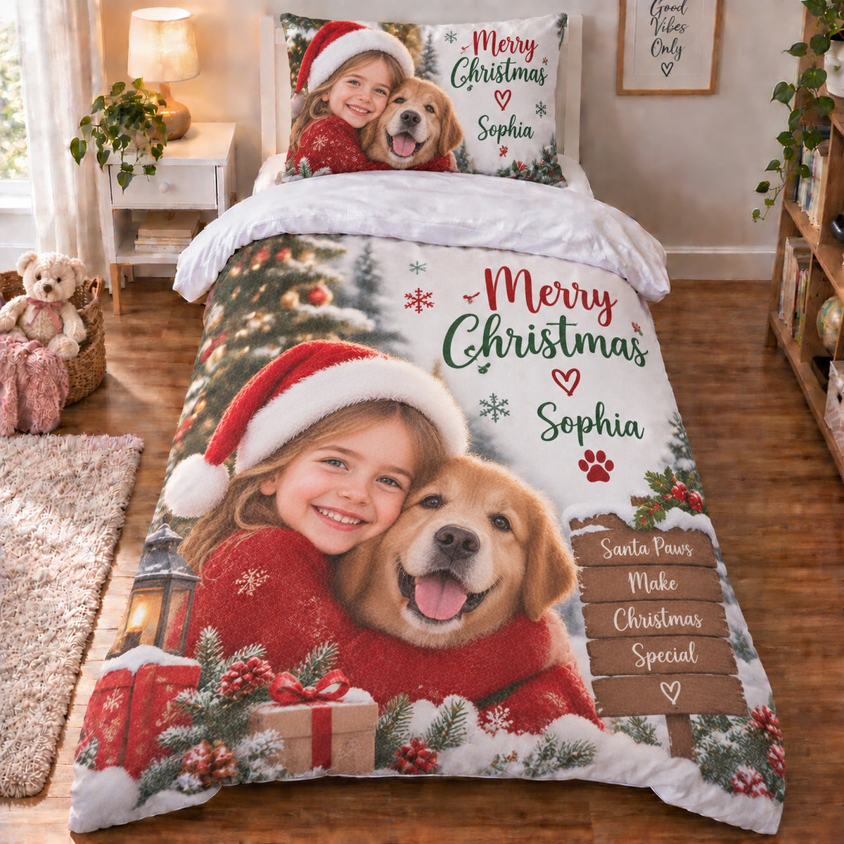 Personalised Christmas Photo Duvet Cover  - Custom Family Design With Photos & Message