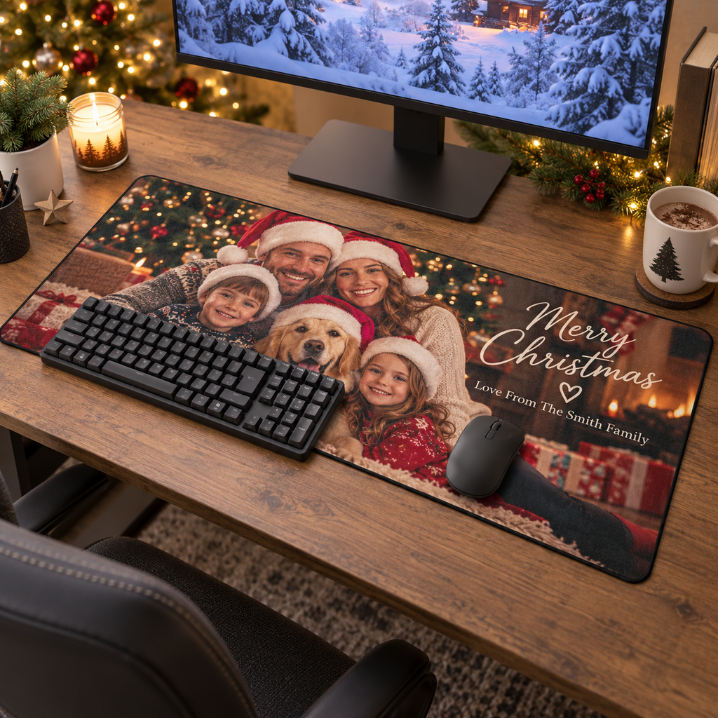 Personalised Christmas Photo Gaming Mat – Custom Photo & Message Design