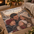 Personalised Christmas Photo Rug - Custom Family Rug With Photos & Message