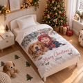 Personalised Christmas Photo Cot Bedding Duvet Cover & Pillowcase Set - Custom Family Cot Bedding Duvet Cover & Pillowcase Set With Photos & Message
