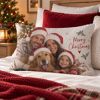 Personalised Christmas Photo Pillowcase  - Custom Family Design With Photos & Message