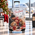 Personalised Christmas Photo Luggage Cover - Custom Family Luggage Cover With Photos & Message