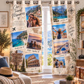 Personalised Travel 9 Photos Curtain - Custom Curtain With Travel Photos & Message