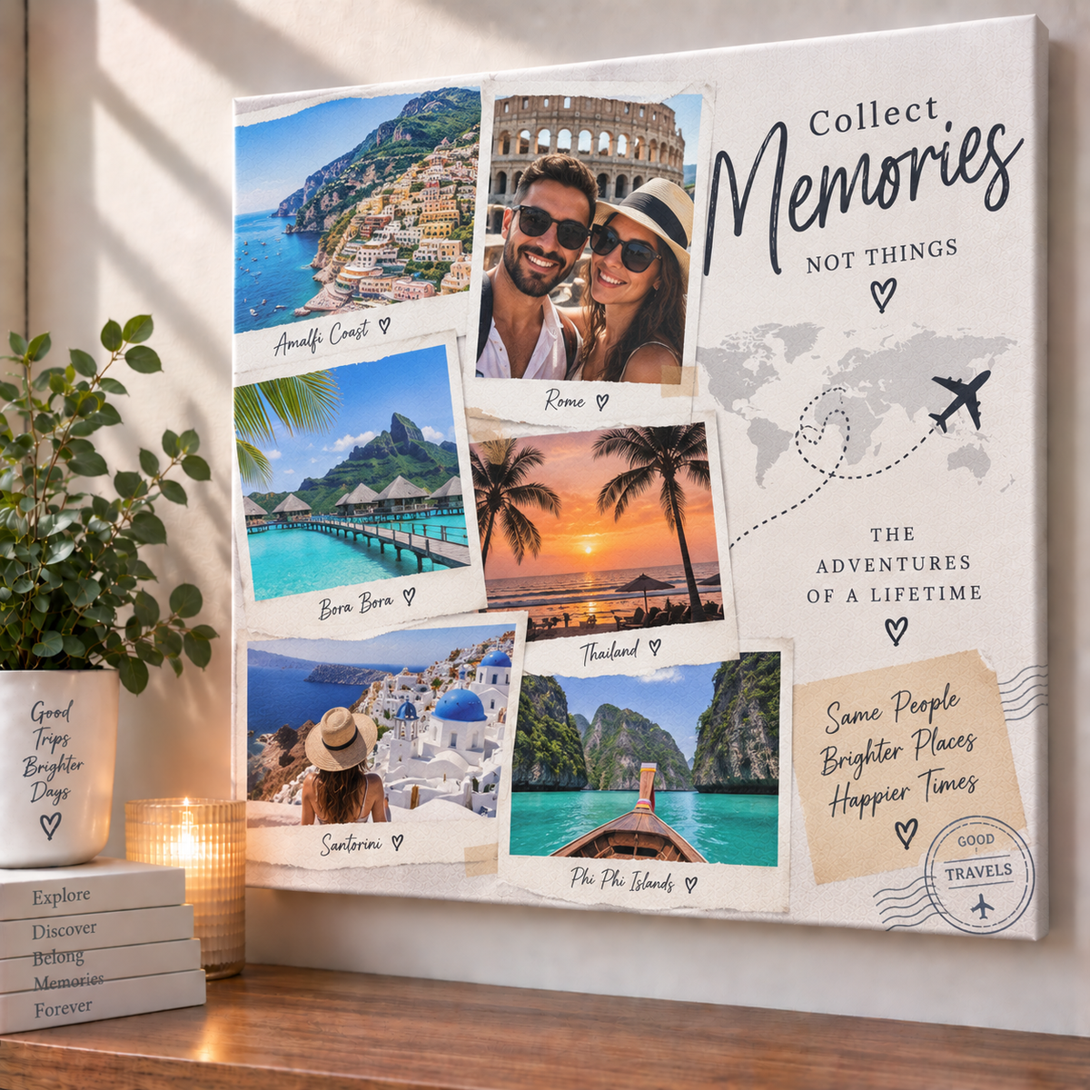 Personalised Travel Photo Canvas - Custom Canvas With Travel Photos & Message