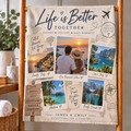 Personalised Travel 5 Photos Towel - Custom Design With 5 Photos and Name