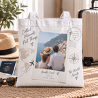 Personalised Travel Photo Tote Bag – Upload Your Own Photos and Message | Custom Photo Shopping Bag