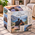 Personalised Travel 7 Photos Pouffe  - Custom Design With Photo & Message