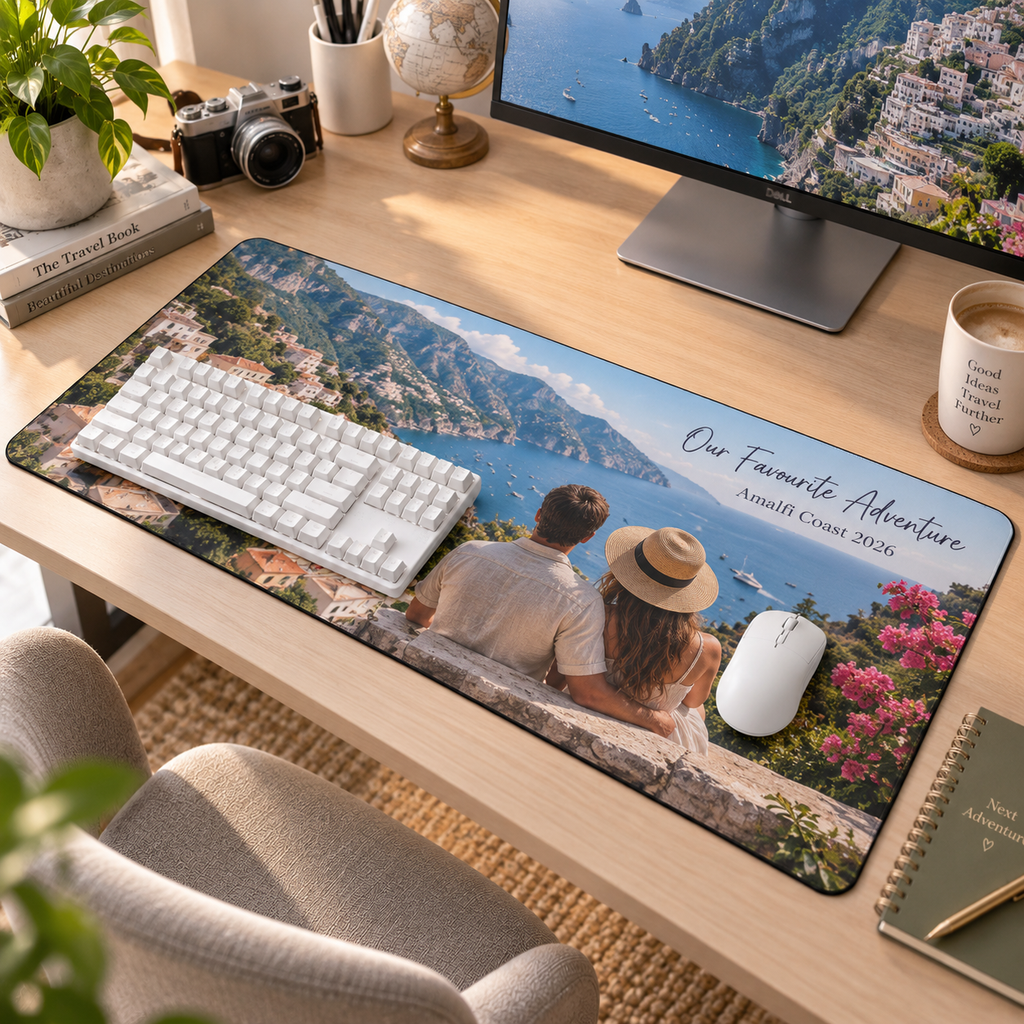 Personalised Travel Photo Gaming Mat – Custom Photo & Message Design