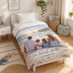 Personalised Travel Photo Cot Bedding Duvet Cover & Pillowcase Set - Custom Cot Bedding Duvet Cover & Pillowcase Set With Travel Photos & Message