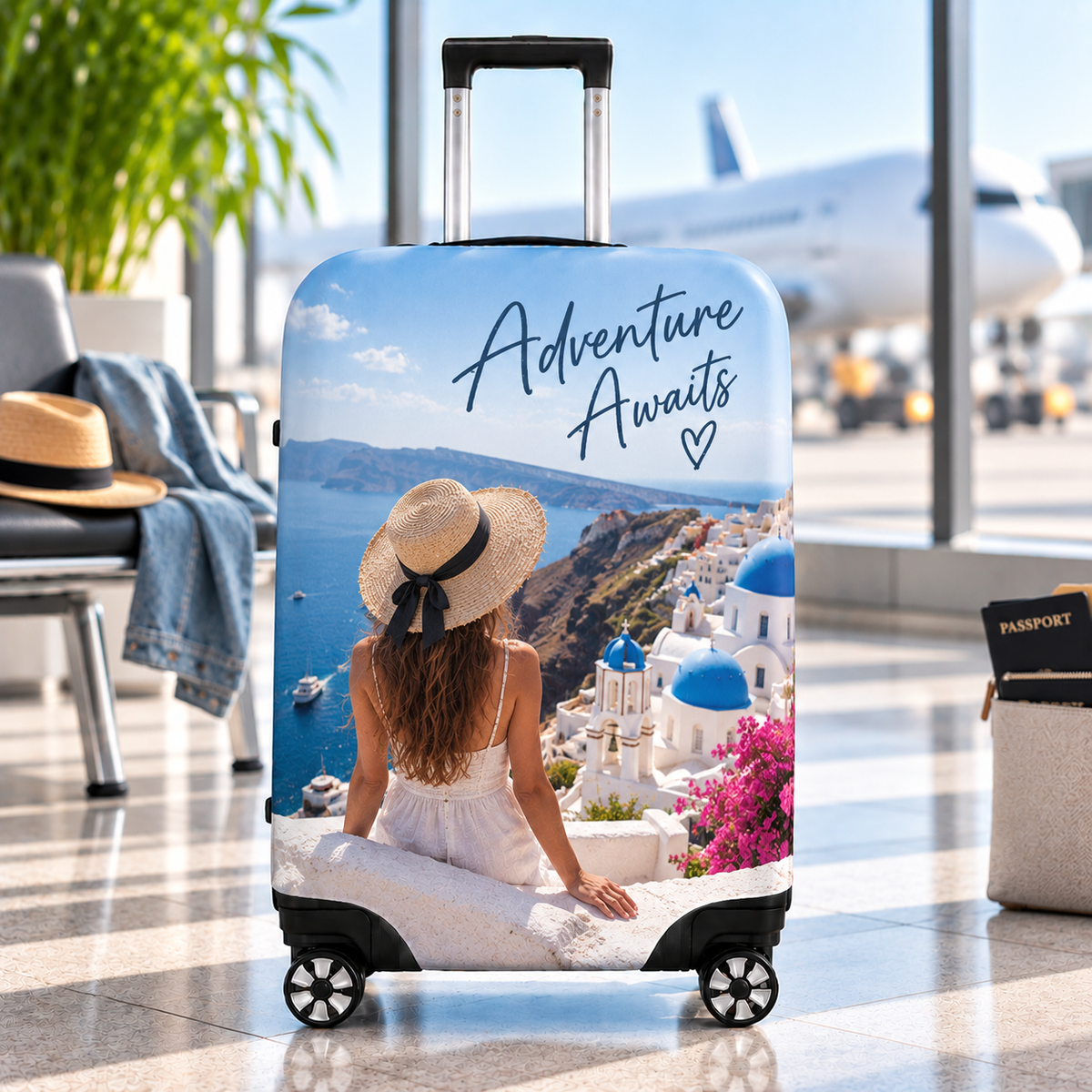 Personalised Travel Photo Luggage Cover - Custom Luggage Cover  With Photo and Name