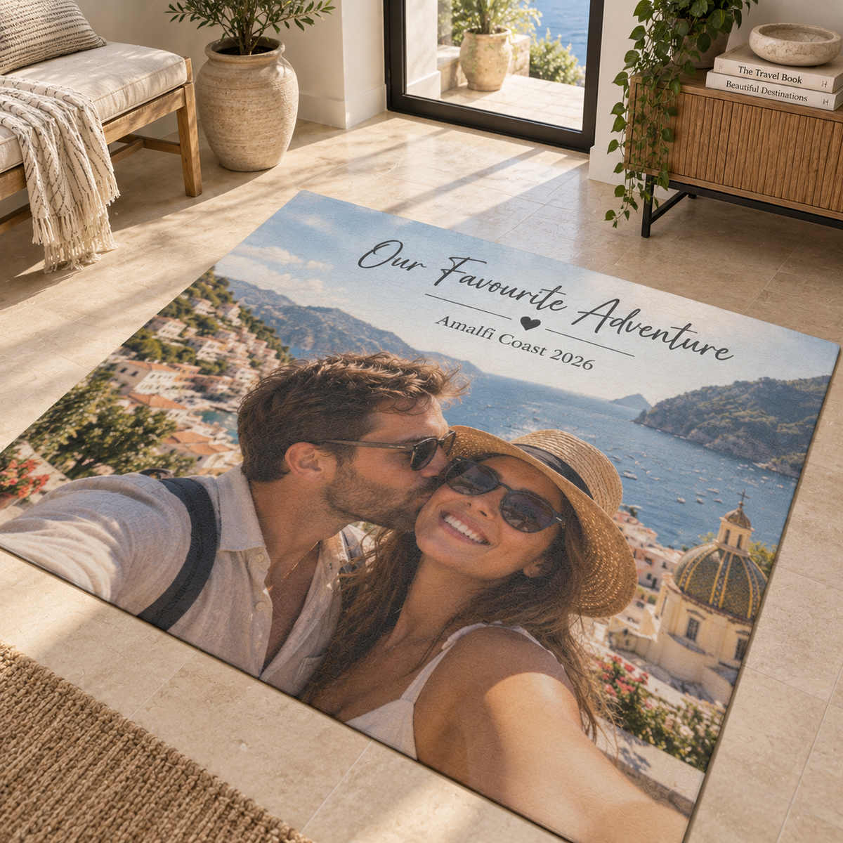 Personalised Travel Photo Rug - Custom Rug  With Photo and Name
