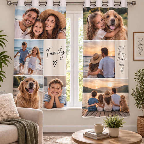 Personalised 7 Photos Collage Curtain - Custom Curtain With Your Photos