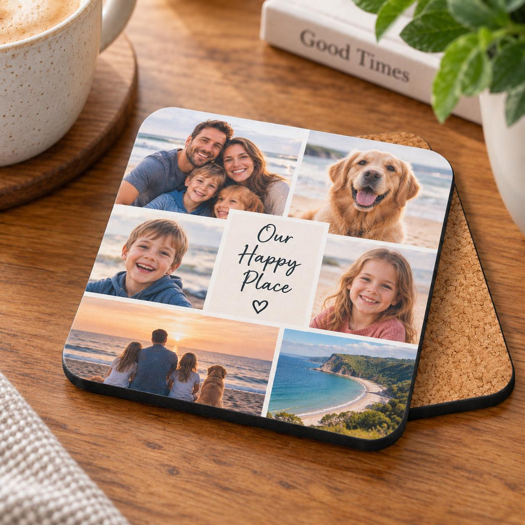 Personalised 6 Photos Collage Coaster – Upload Your Own Photos | Custom Picture Coaster