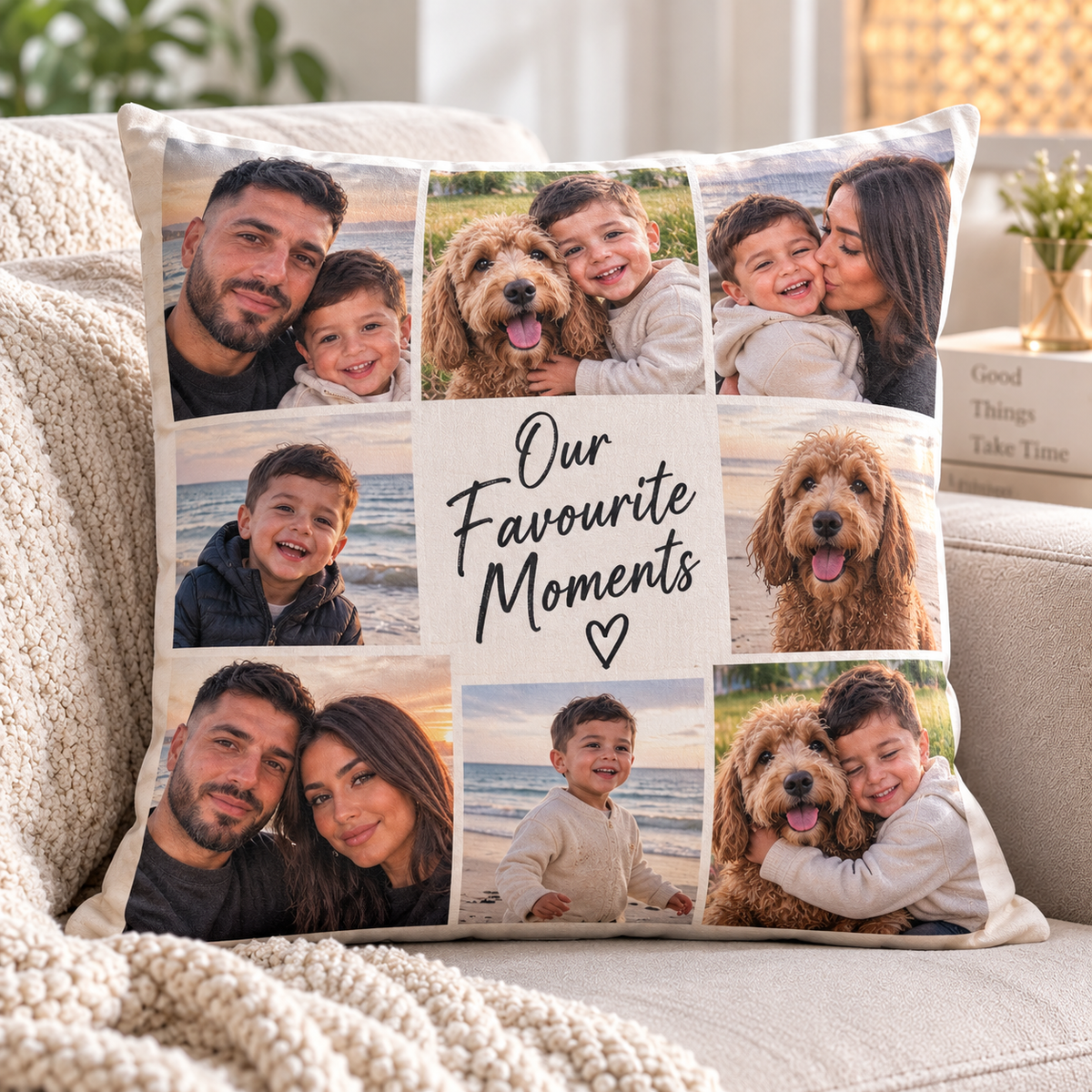 Personalised 8 Photo Collage Cushion - Custom Cushion With Your Photos