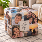 Personalised 4  Photos Collage Pouffe  - Custom Design With Your Photos