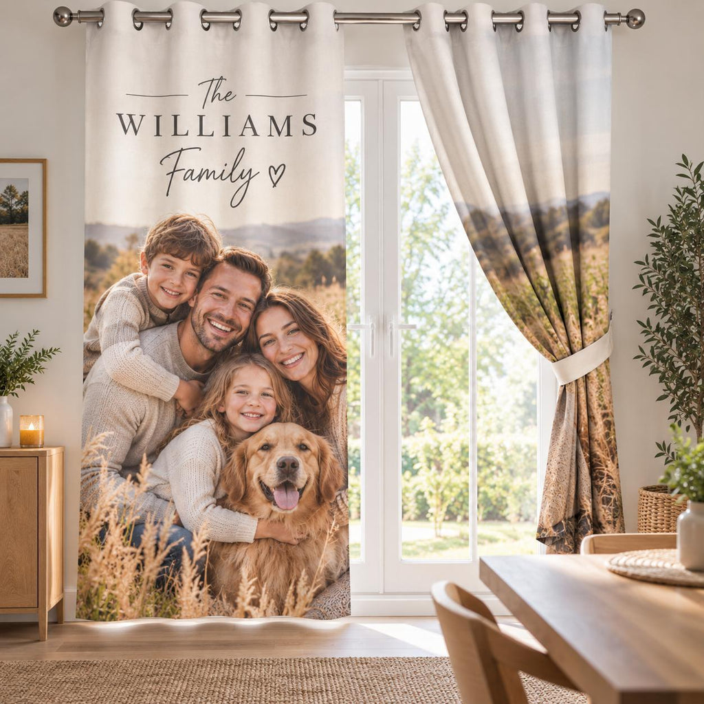 Personalised Photo & Name Curtain - Custom Curtain With Your Photo & Name