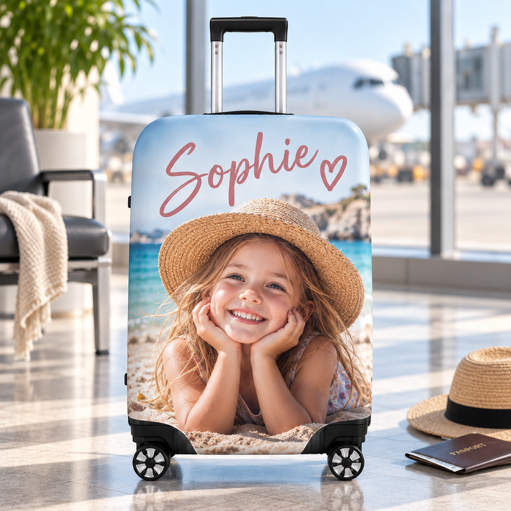 Personalised Photo & Name Luggage Cover - Custom Luggage Cover With Your Photo & Name