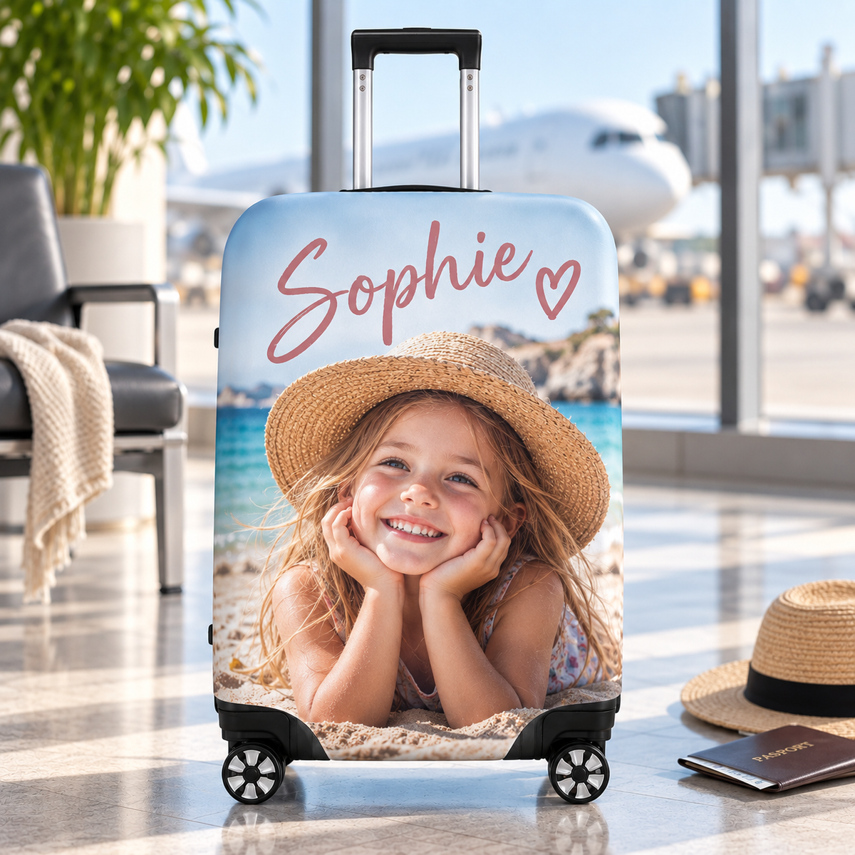 Personalised Photo & Name Luggage Cover - Custom Luggage Cover With Your Photo & Name