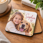 Personalised Photo & Name Coaster – Upload Your Own Photo and Name | Custom Picture Coaster
