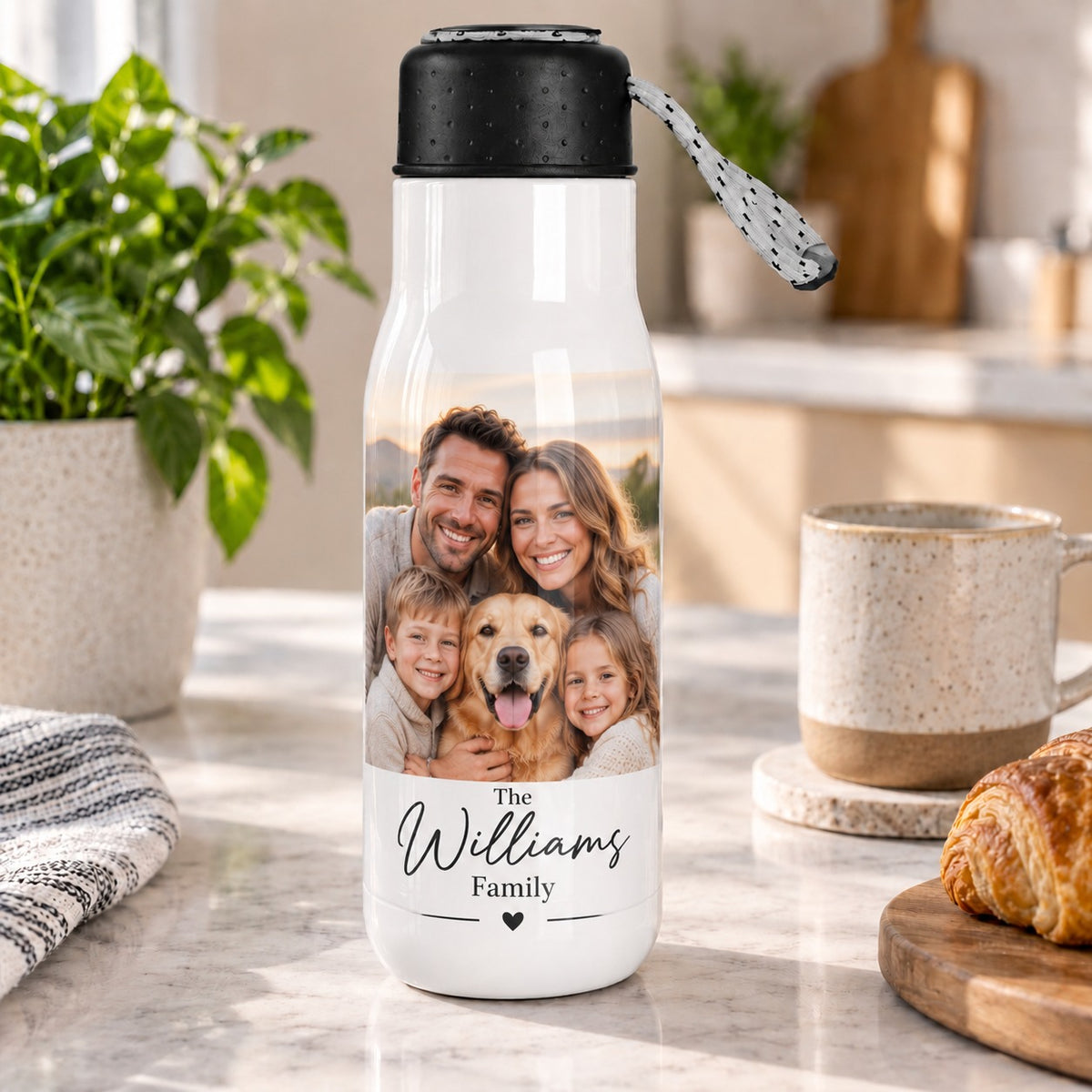 Personalised Photo & Name Travel Bottle – Upload Your Own Photo and Name | Custom Photo Water Bottle