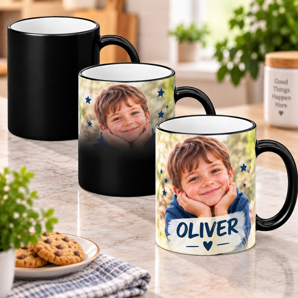 Personalised Photo & Name Heat Changing Mug – Custom Mug With Photo & Name