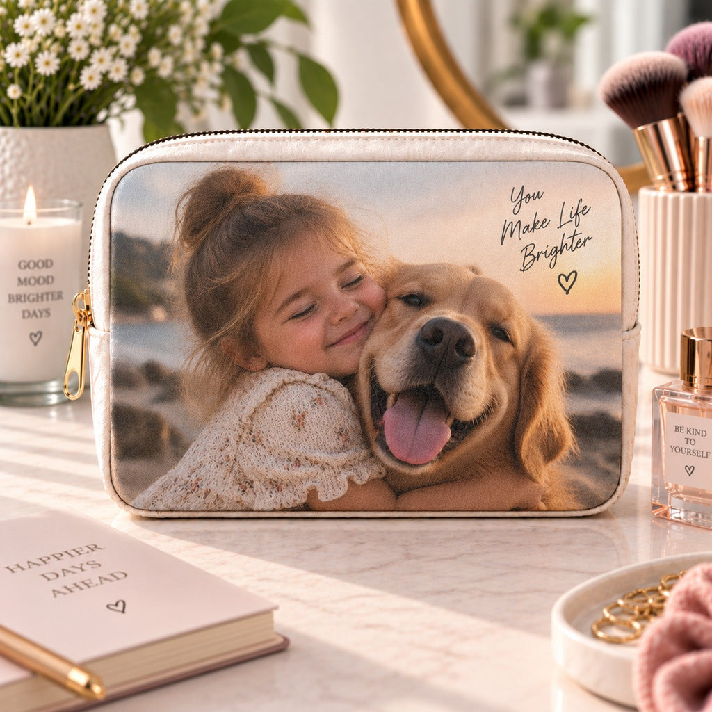 Personalised Photo & Message Make-Up Bag – Upload Your Own Photo and Message | Custom Photo Cosmetic Bag