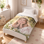 Personalised Photo & Name Cot Bedding Duvet Cover & Pillowcase Set - Custom Cot Bedding Duvet Cover & Pillowcase Set With Your Photo & Name