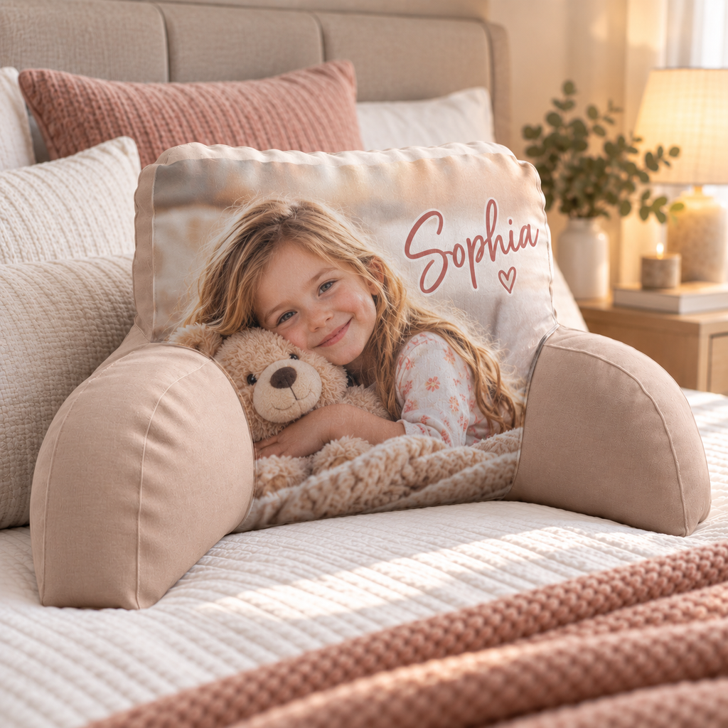 Personalised Photo & Name Reading Pillow  - Custom Design With Your Photo & Name