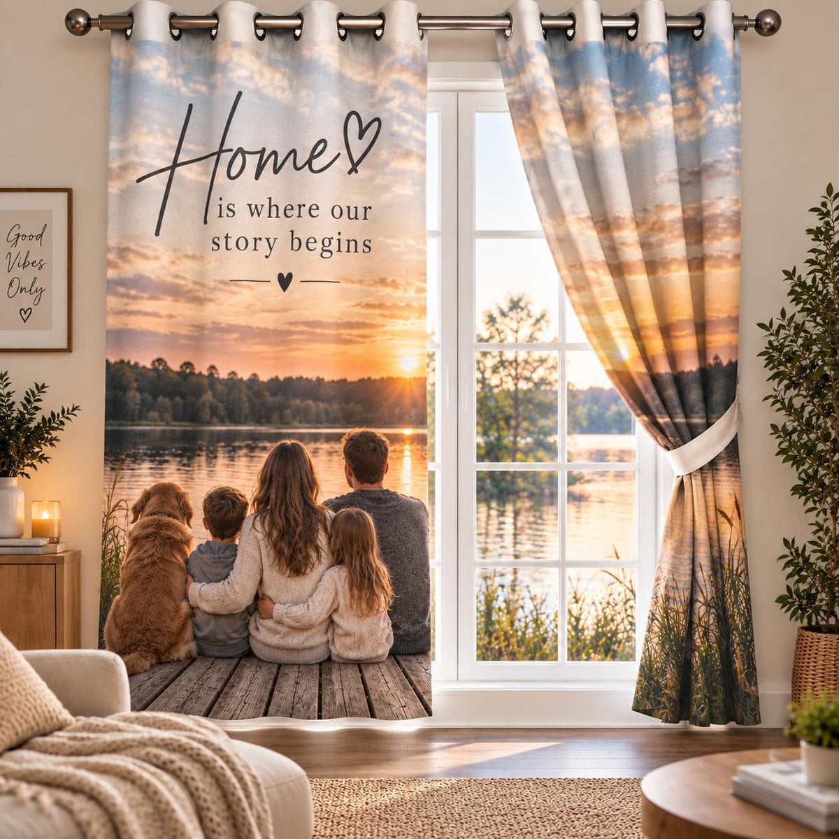 Personalised Message Curtain - Custom Curtain With Your Photo & Message