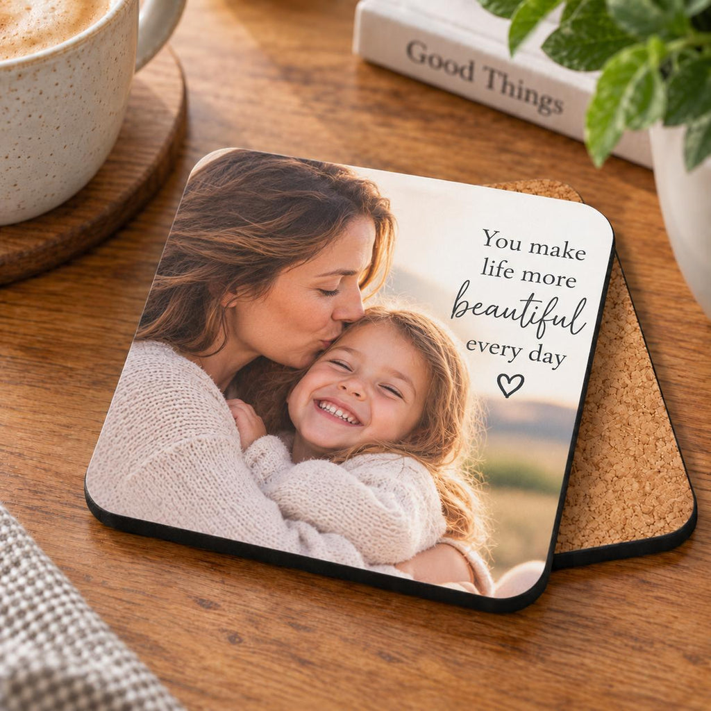 Personalised Photo & Message Coaster – Upload Your Own Photo and Message | Custom Picture Coaster