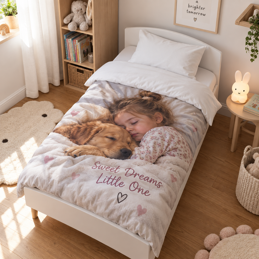 Personalised Message Cot Bedding Duvet Cover & Pillowcase Set - Custom Cot Bedding Duvet Cover & Pillowcase Set With Your Photo & Message